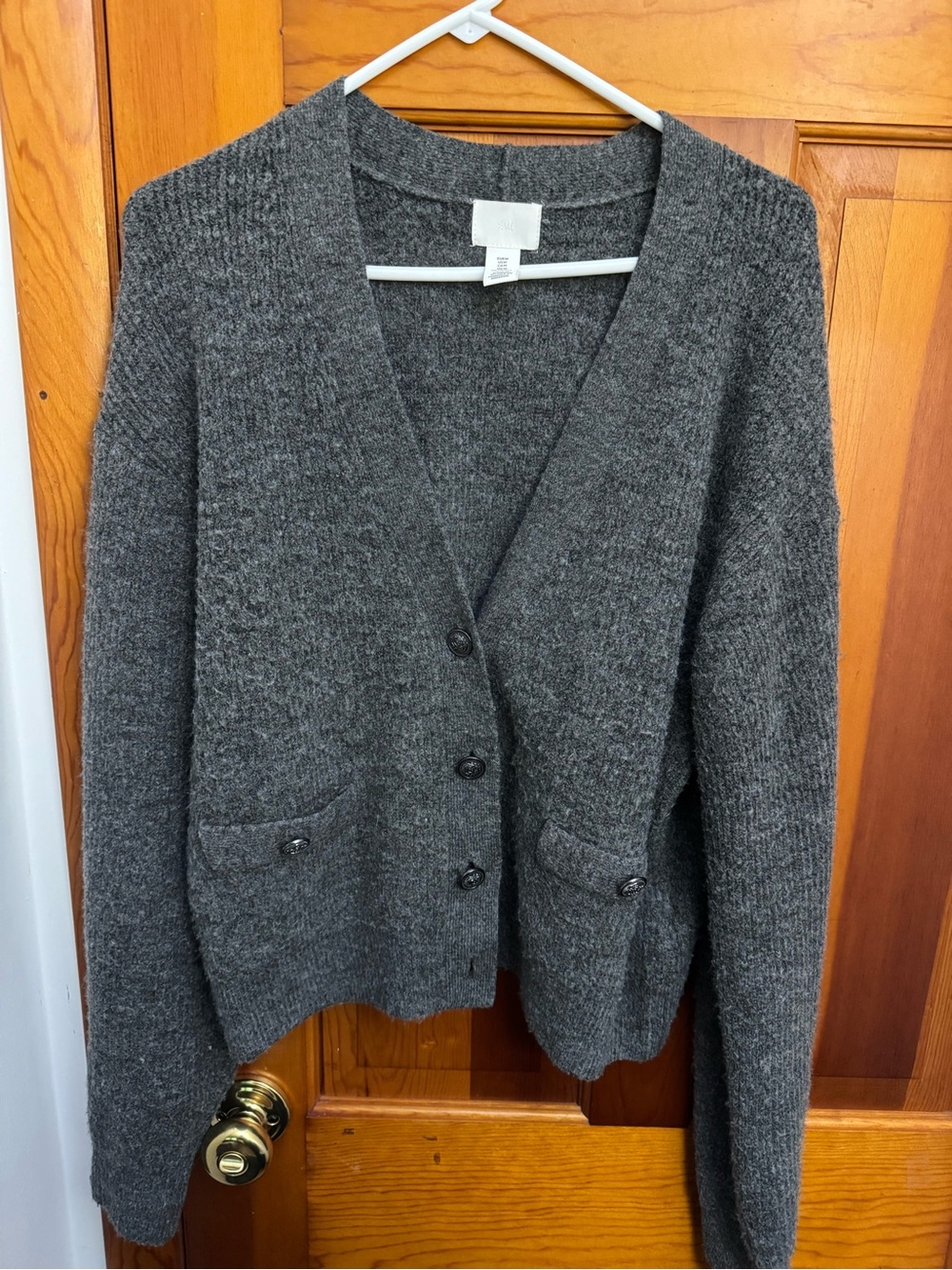 H&M Charcoal Gray Women’s V-Neck Button Cardigan
